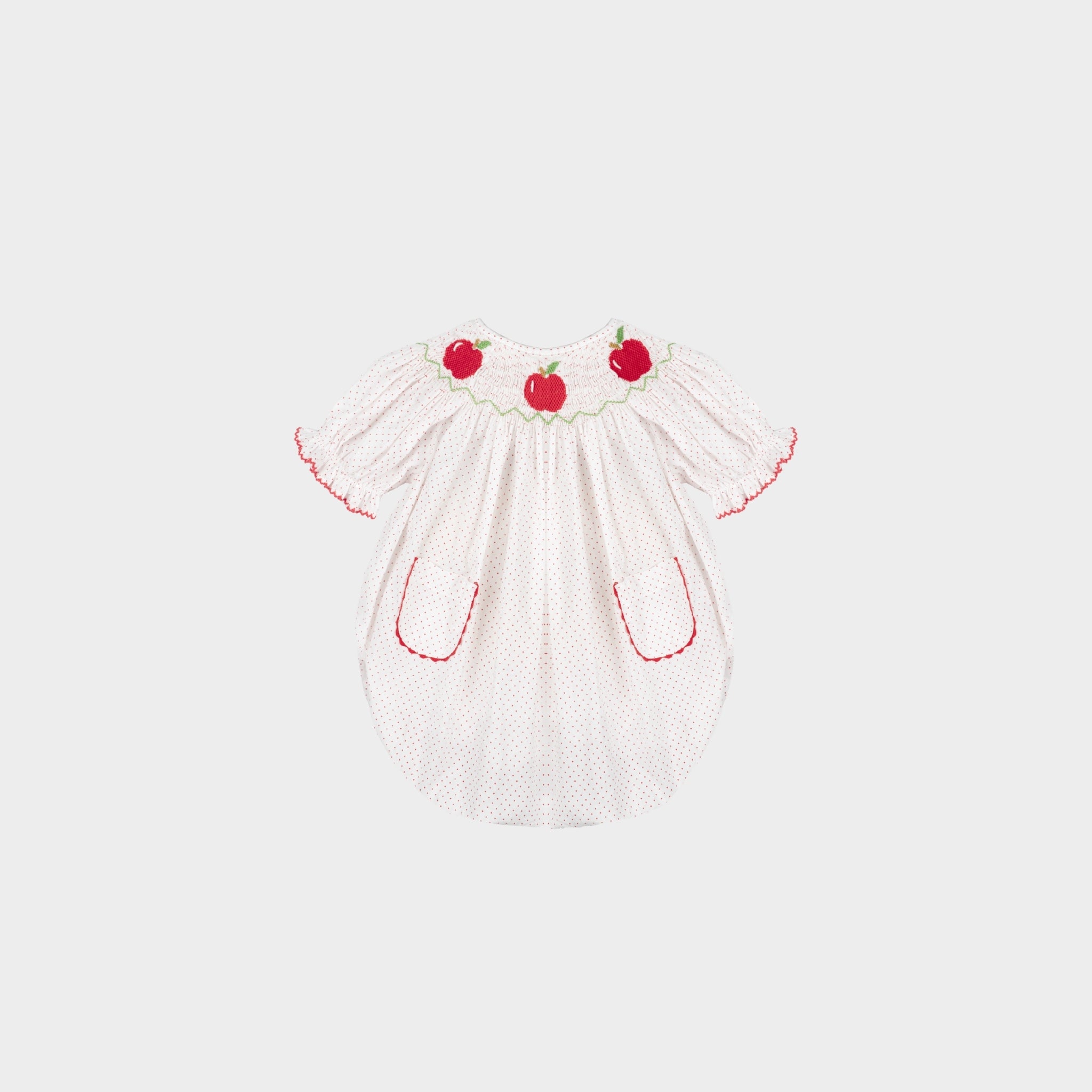 Hand Smocked  Apple-embroidered Bubble