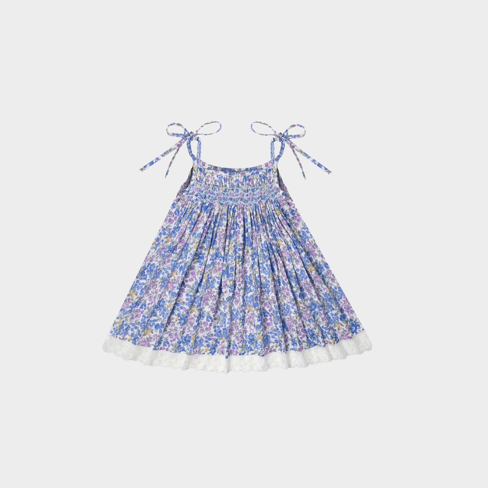 Hand Smocked Camisole Dress in Blue-berry Hue