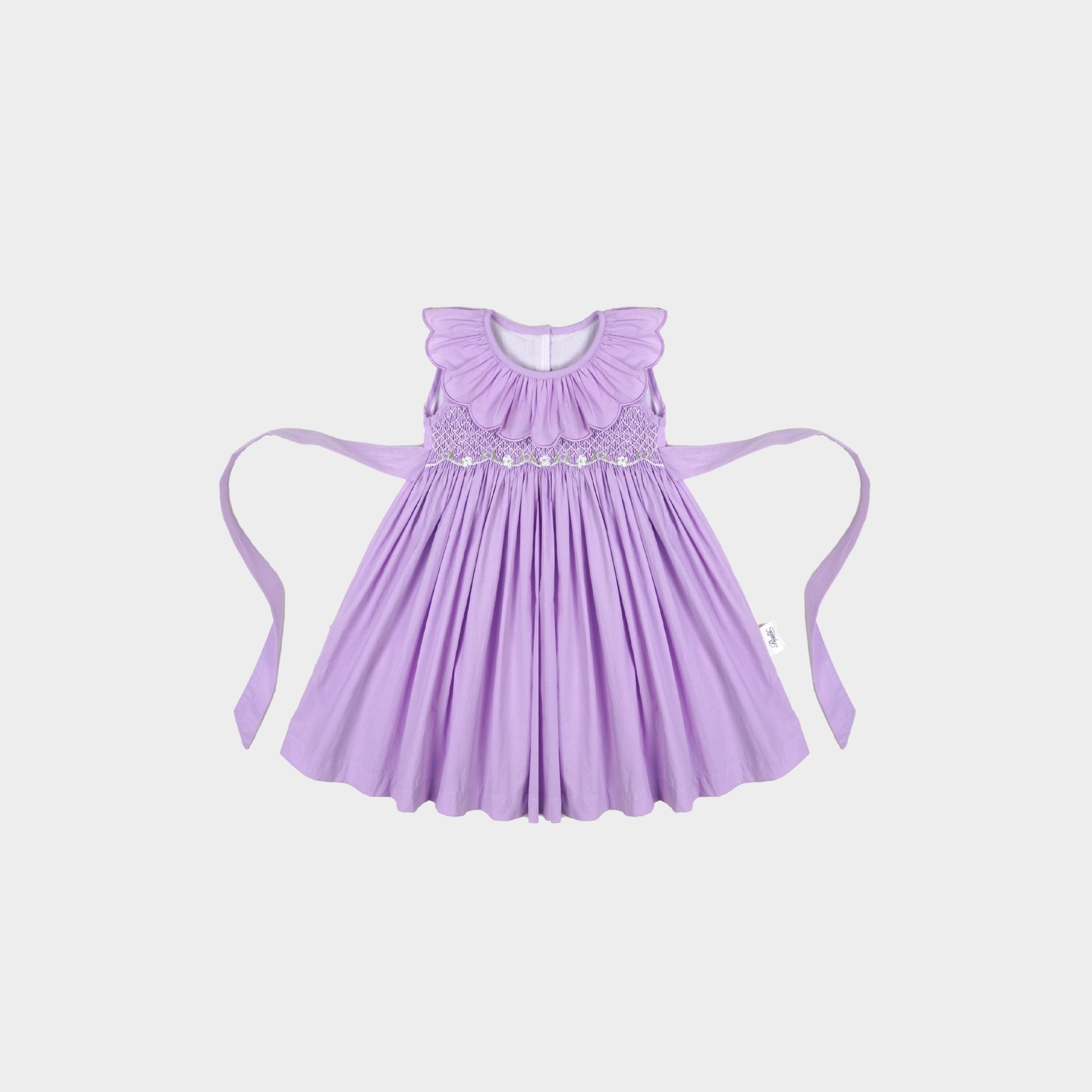 Hand Smocked  Purple petal-style collar Dress